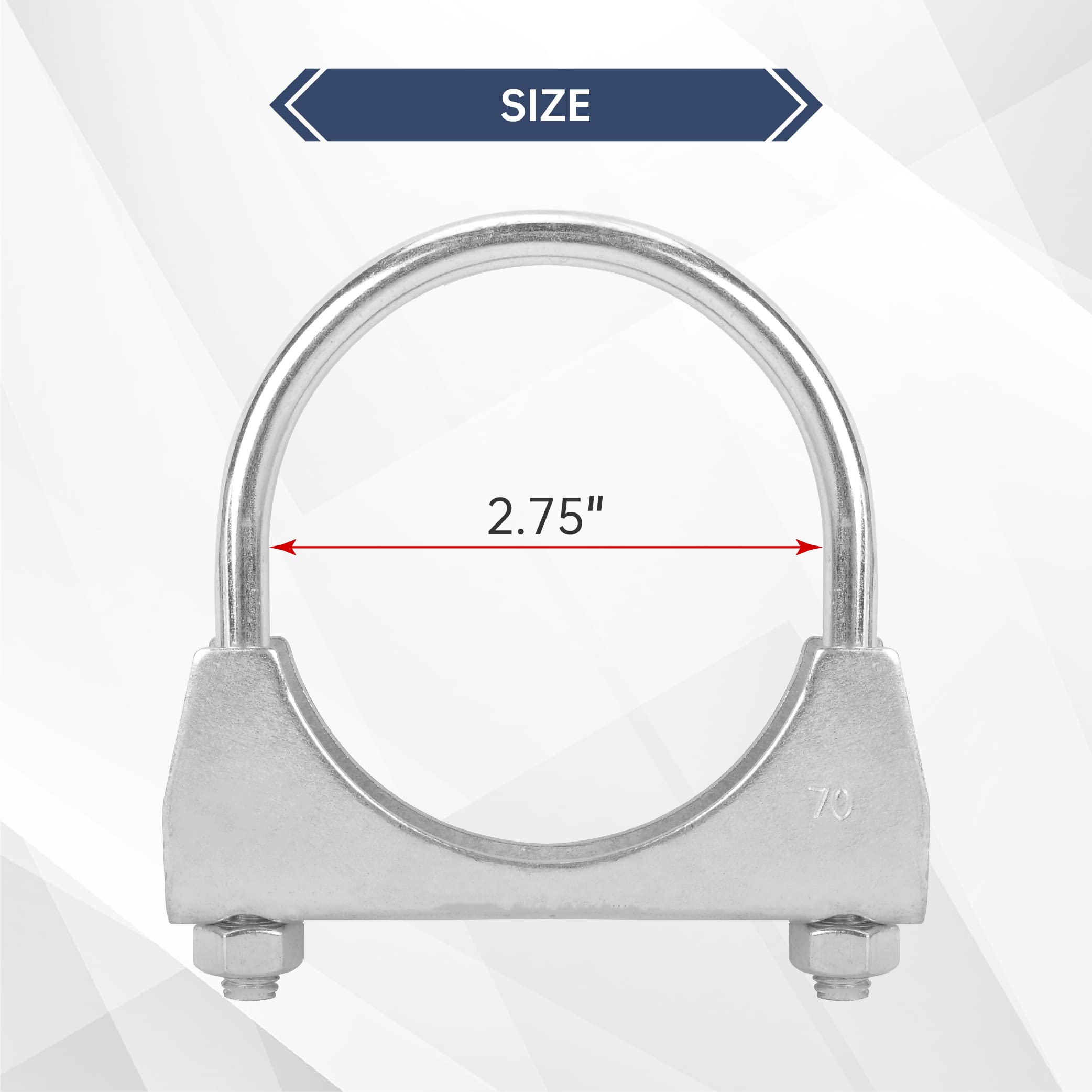 Batoneco 2.75'' U Bolt Clamp, Muffler Exhaust Clamps,2-3/4 Inch Saddle Style Heavy Duty Mild Steel(4-Pack)