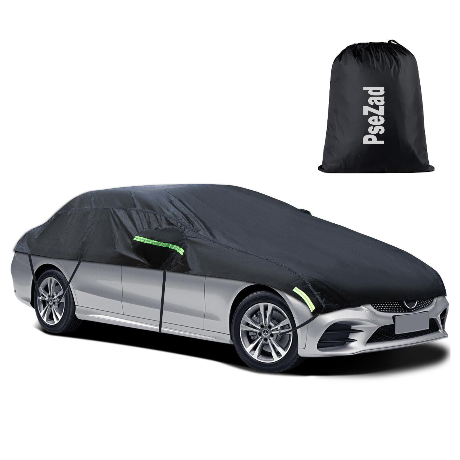 Universal Half Car Cover Waterproof All Weather, Black Car Covers For Automobiles Outdoor Indoor For All Season Waterproof Dustp