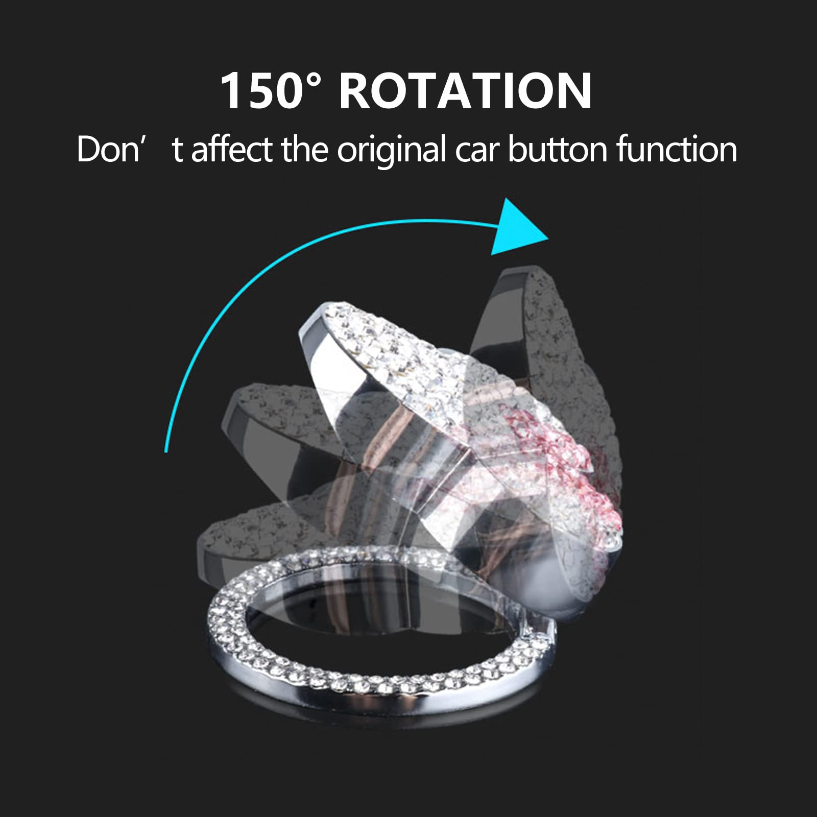 Car Cute Push To Start Button Cover Accessories, Pink Bling Crystal Car Engine Start Stop Button Cover, Car Decoration Interior Sticker For Women Girl