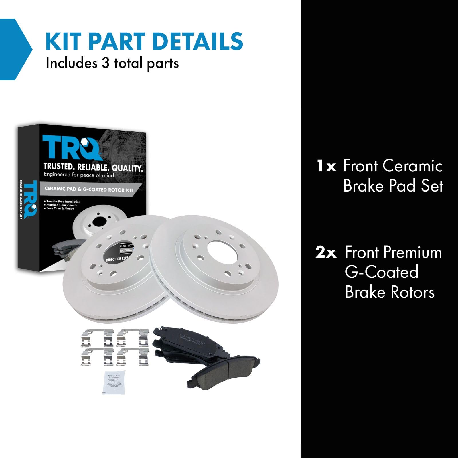 Trq Front Posi Ceramic Brake Pad & E-Rotor Set For Chevy Gmc Truck Van Suv