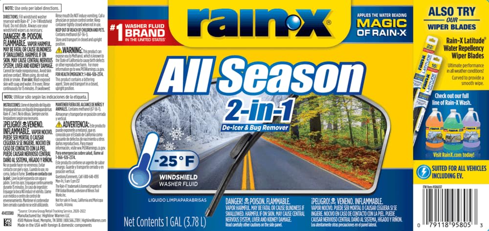 Rain-X All Season 2-In-1 Windshield Washer -25F - 1 Gallon (Pack Of 6)