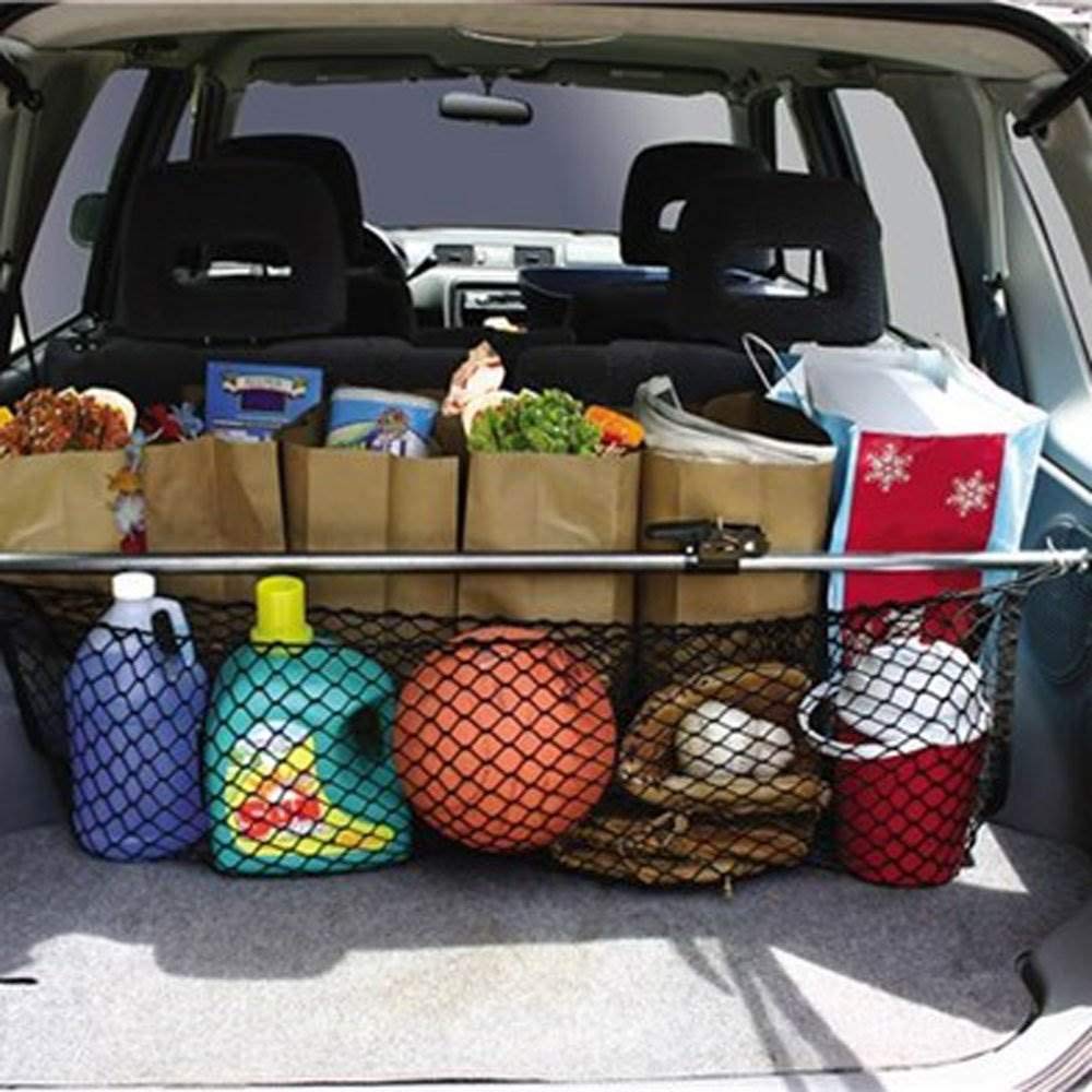 Keeper Ratcheting Cargo Bar - Rubber, Black/Silver, Adjustable From 40''-70'' - Comes With 60    X 24    Storage Net (5060), For