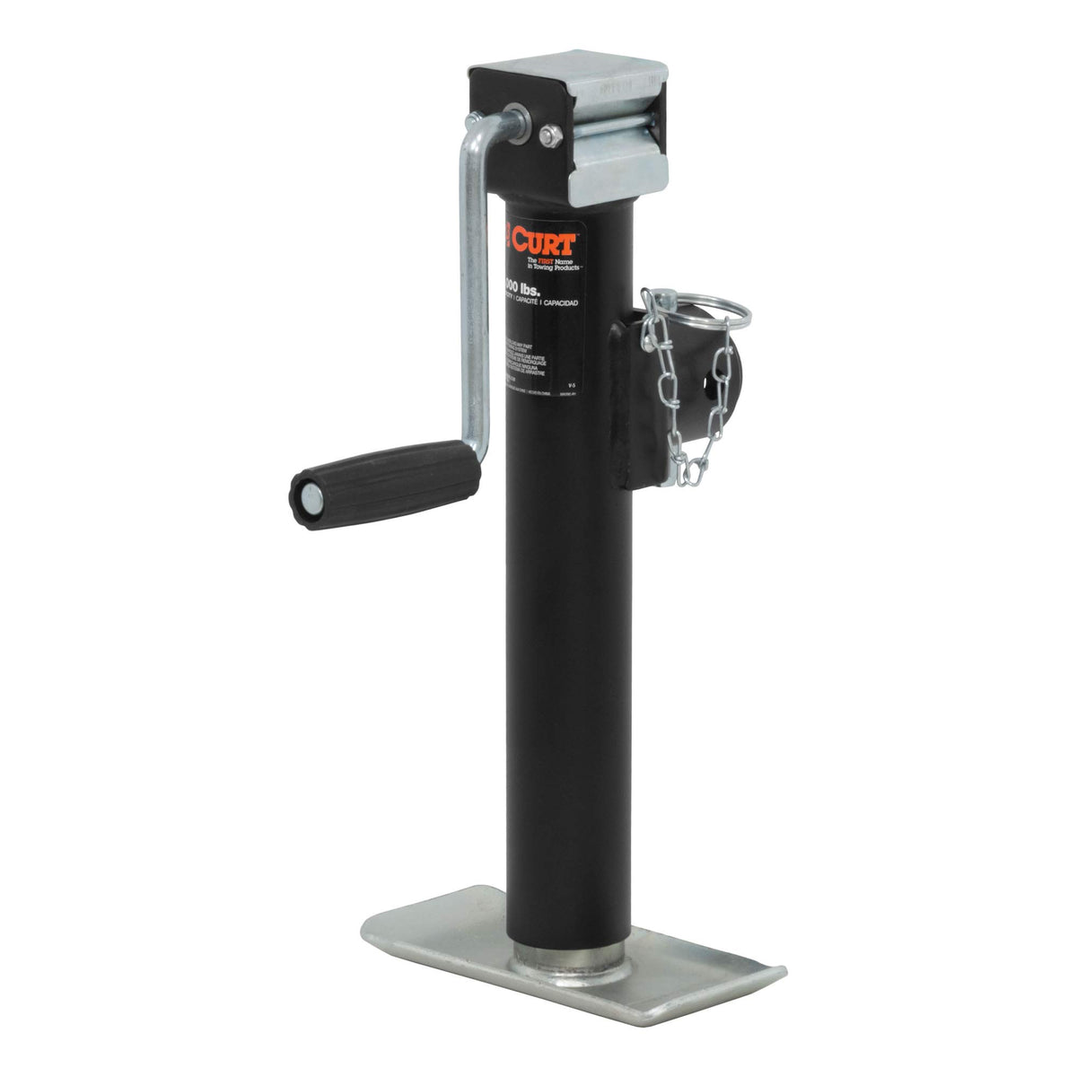 Curt 28321 Weld-On Pipe-Mount Swivel Trailer Jack, 2,000 Lbs. 10 Inches Vertical Travel, Black