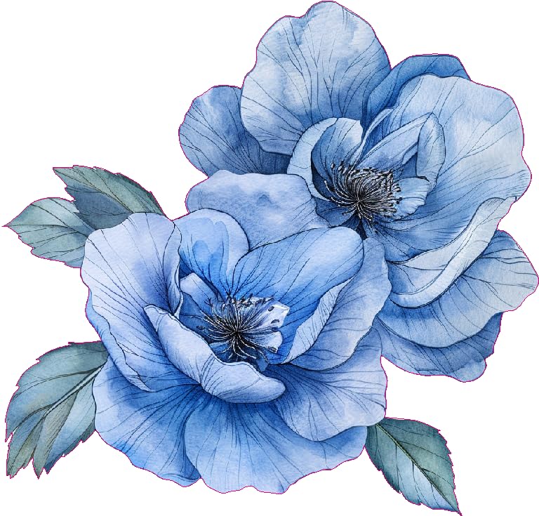 Watercolor Perennial Geranium Flower Car Vinyl Decal, Blue Floral Sticker For Bumper Side Mirror Window, Vehicle Decoration Deca
