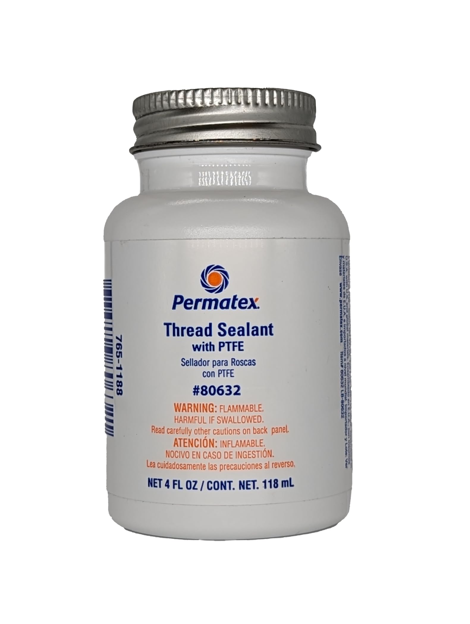 Permatex 80632 Thread Sealant With Ptfe, 4 Oz. , White
