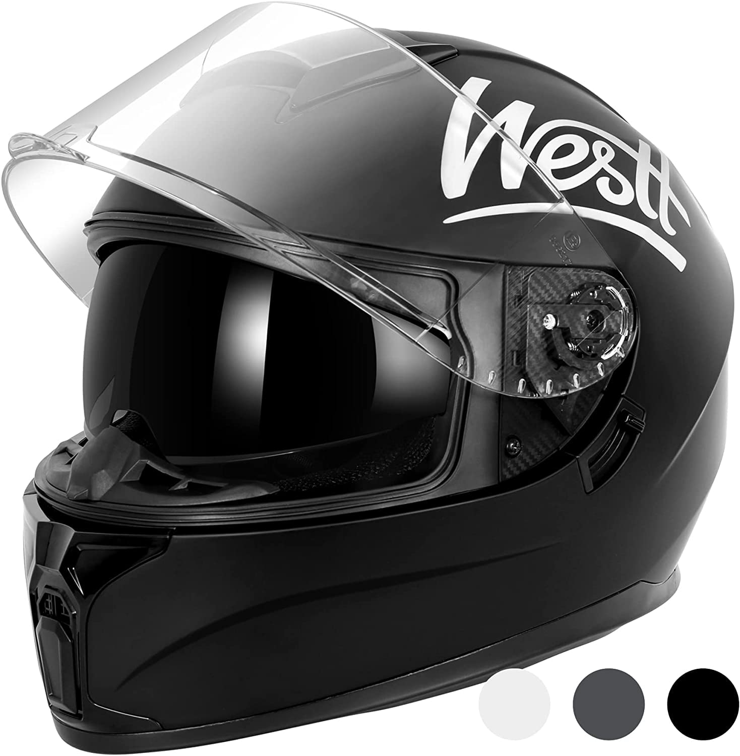 Westt Full Face Helmet - Street Bike Helmet With Dual Visor Dot Approved - Motorcycle Helmets For Men Women Adults Compact Light