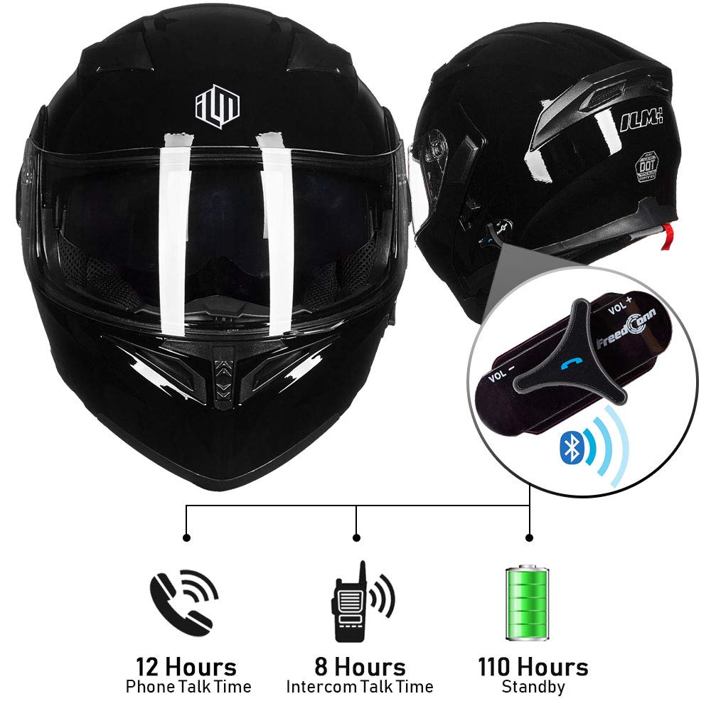 bluetooth full face modular flip up motorcycle helmet Ilm Bluetooth Motorcycle Helmet Modular Flip Up Full Face Dual Visor M – Carkart