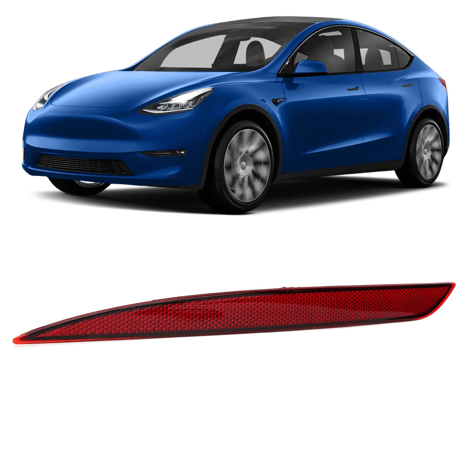 Focket Rear Bumper Reflector Light for Tesla Model Y (2020-2023) - Waterproof Red Marker Lens, Left Trim, Clear