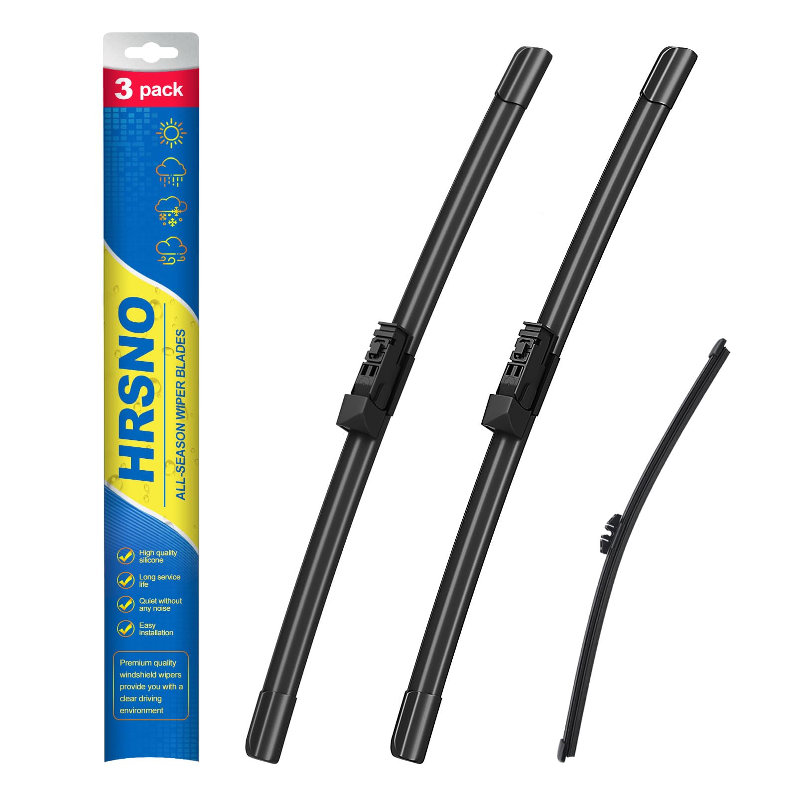 Hrsno 26''+20'' Windshield Wipers With 12'' Rear Wiper Blade Sets Automotive Replacement For Bmw X3 2018-2023,X4 2019-2023,Easy