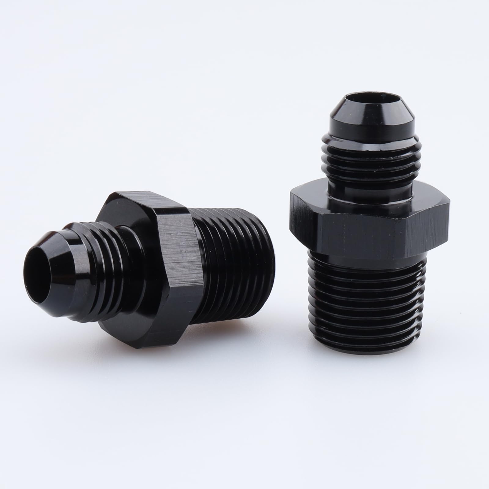 Ac Performance Male 1/2'' Npt To -6 An Flare Adapter Straight Aluminum Black, Pack Of 2