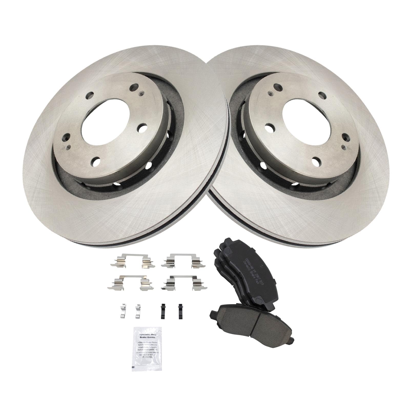 Trq Front Brake Pad & Rotor Kit Brake Pads Brake Rotor Ceramic Compatible With 2005-2006 Mitsubishi Outlander