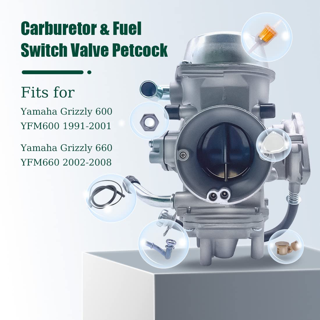 YFM600 Carburetor Kit for Yamaha Grizzly 600/660 with Fuel Switch Valve by Aniro Moto - High Performance ATV Carb Parts