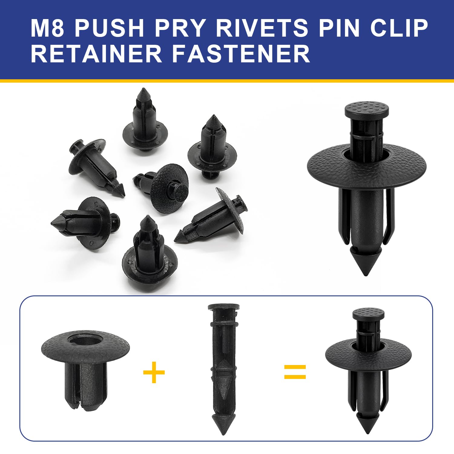 Plastic Rivets, 120pcs Plastic Push Pin Clips Body Rivets Compatible with UTV ATV Motorcycle M6 M7 M8 Retainer Fastener Replace