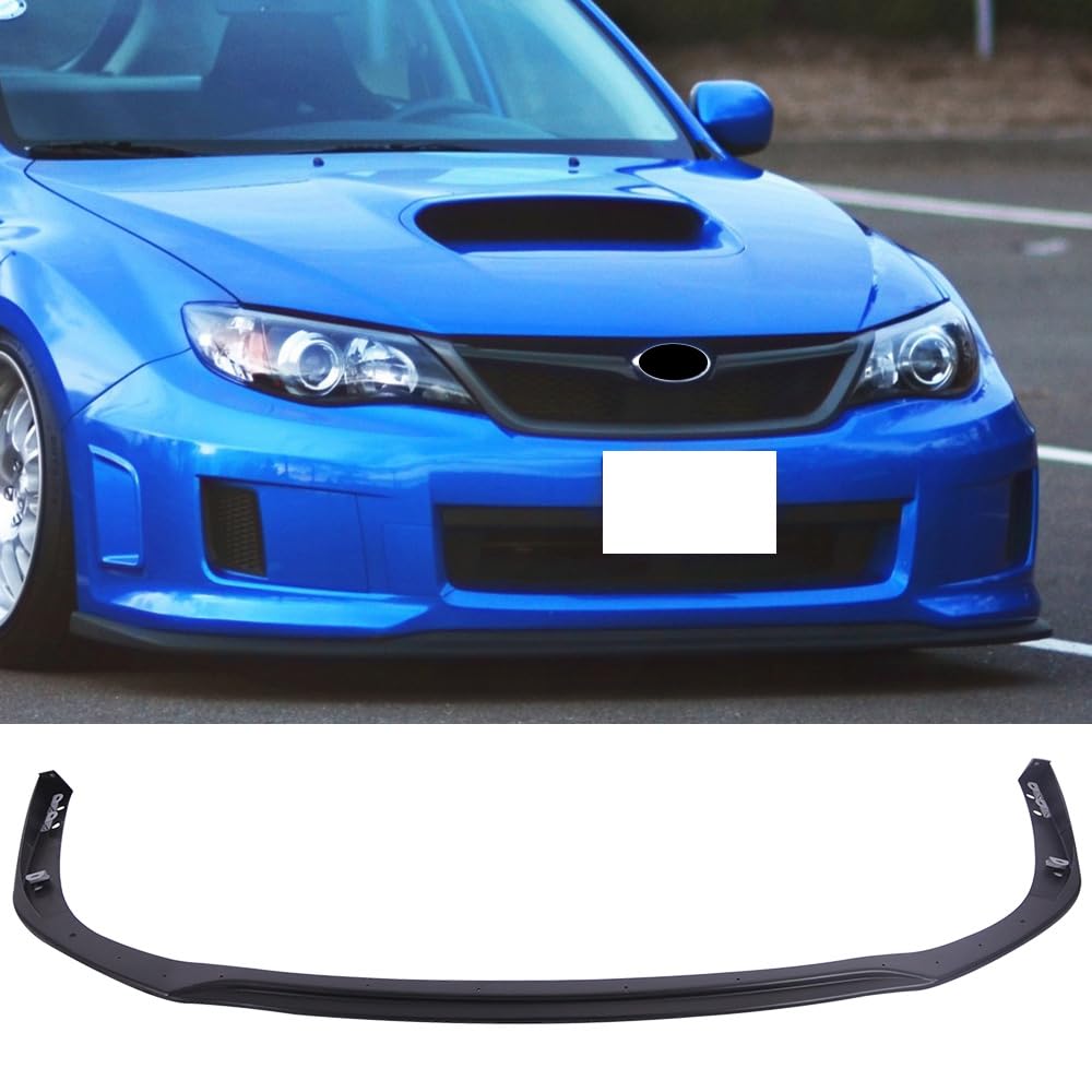 IKON MOTORSPORTS Front Bumper Lip for 2011-2014 Subaru Impreza WRX & STI, V-Limited Style, Unpainted Black, Polypropylene, Model BLF-S