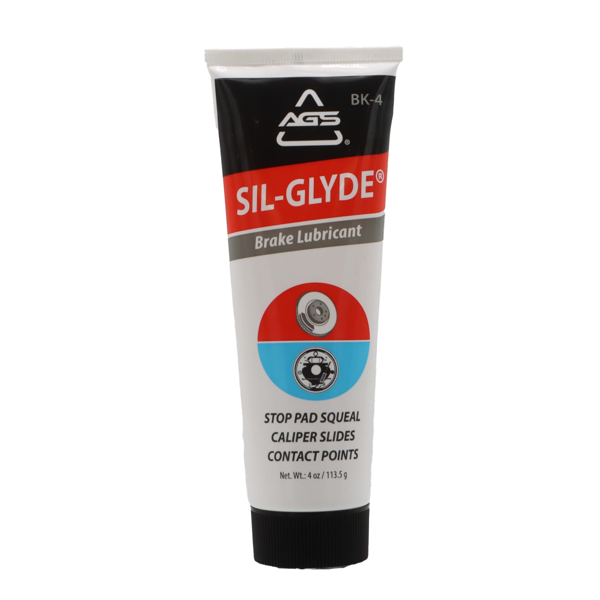 AGS SIL-Glyde 4 oz Tube Silicone Based Brake Assembly Lubricant for Eliminating Disc Brake Squeal - Moisture Proof, Heat Resista