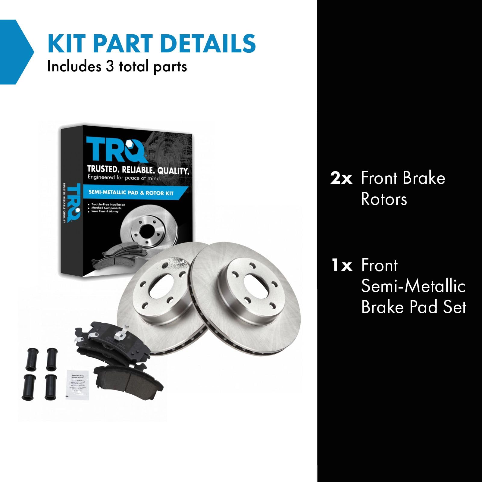 Trq Front Brake Pad & Rotor Left & Right Kit Compatible With Pontiac Chevy Olds Gm