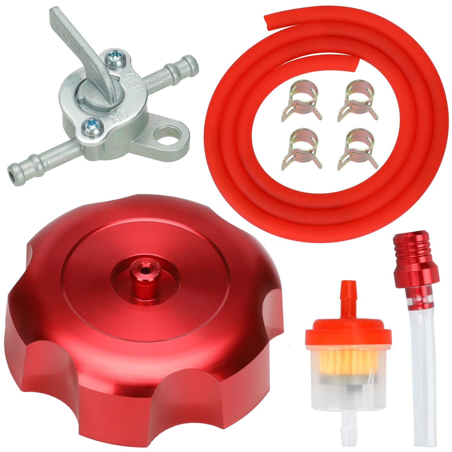 Yoxufa Upgraded Plastic Gas Fuel Tank Cap Petcock For 50Cc 70Cc 90Cc 110Cc 125Cc Atv Coolster Taotao Lincon Buyang Roketa Kazuma Baja Sunl Quad Riding Lawnmower Chinese 4 Wheeler Parts