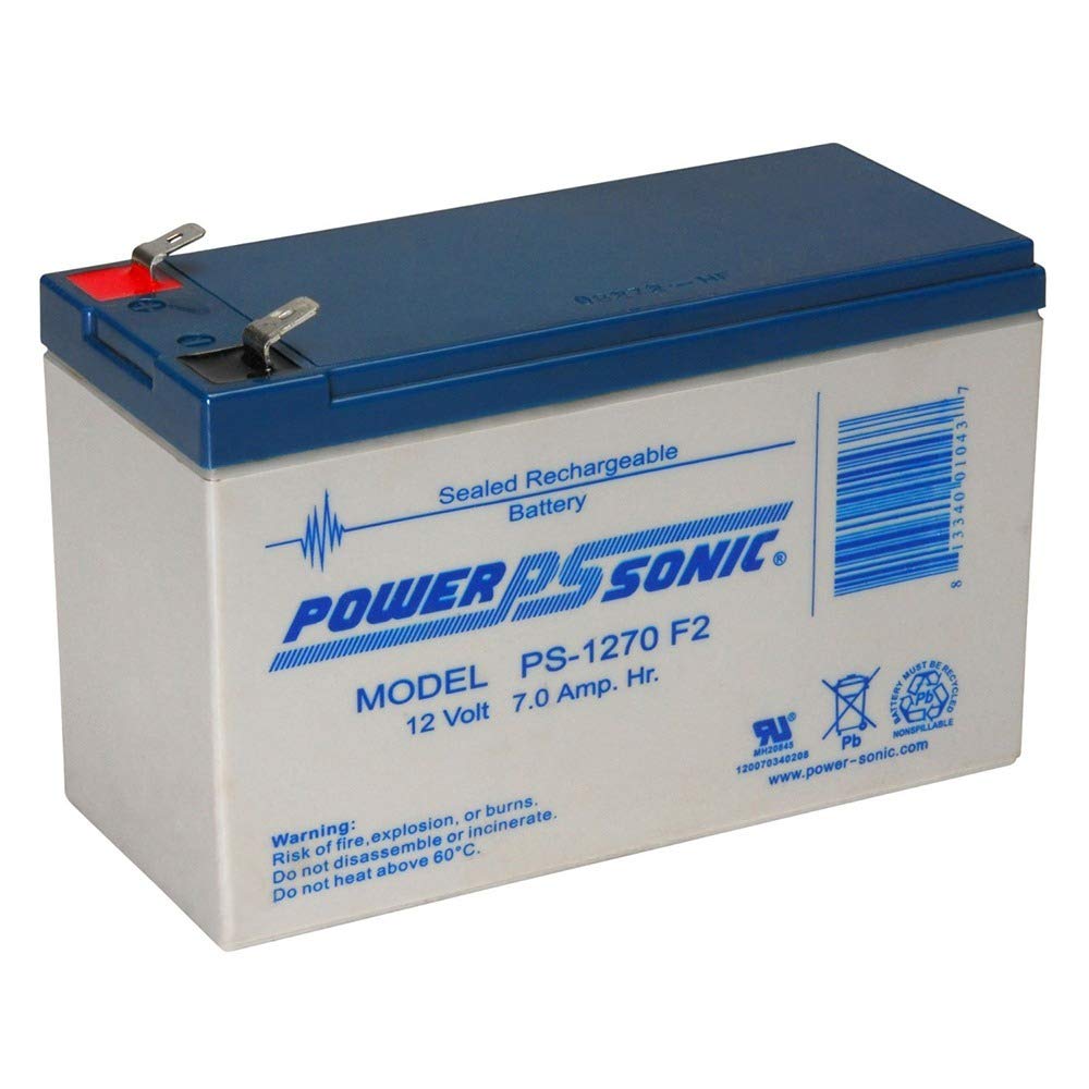Power-Sonic Rechargeable Sealed Lead Acid Battery Ps-1270 12V 7.0 Ah @ 20-Hr. 12V 6.5 Ah @ 10-Hr