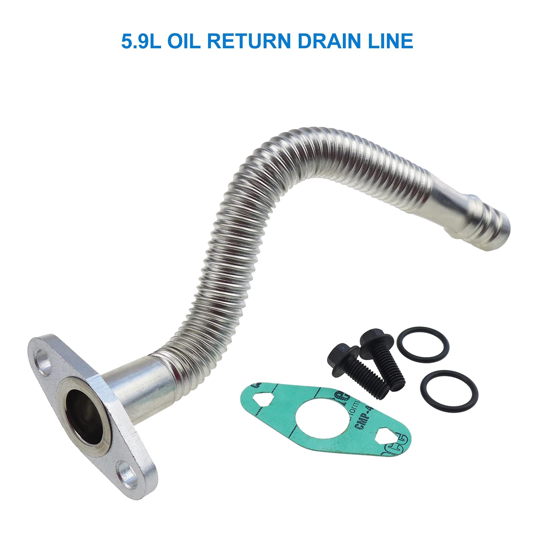 5.9L Oil Return Drain Line, 5135786AB, 3970875, Turbo Oil Return Pipe Tube for Dodge Cummins 5.9L Diesel 2004 2005 2006 2007, En