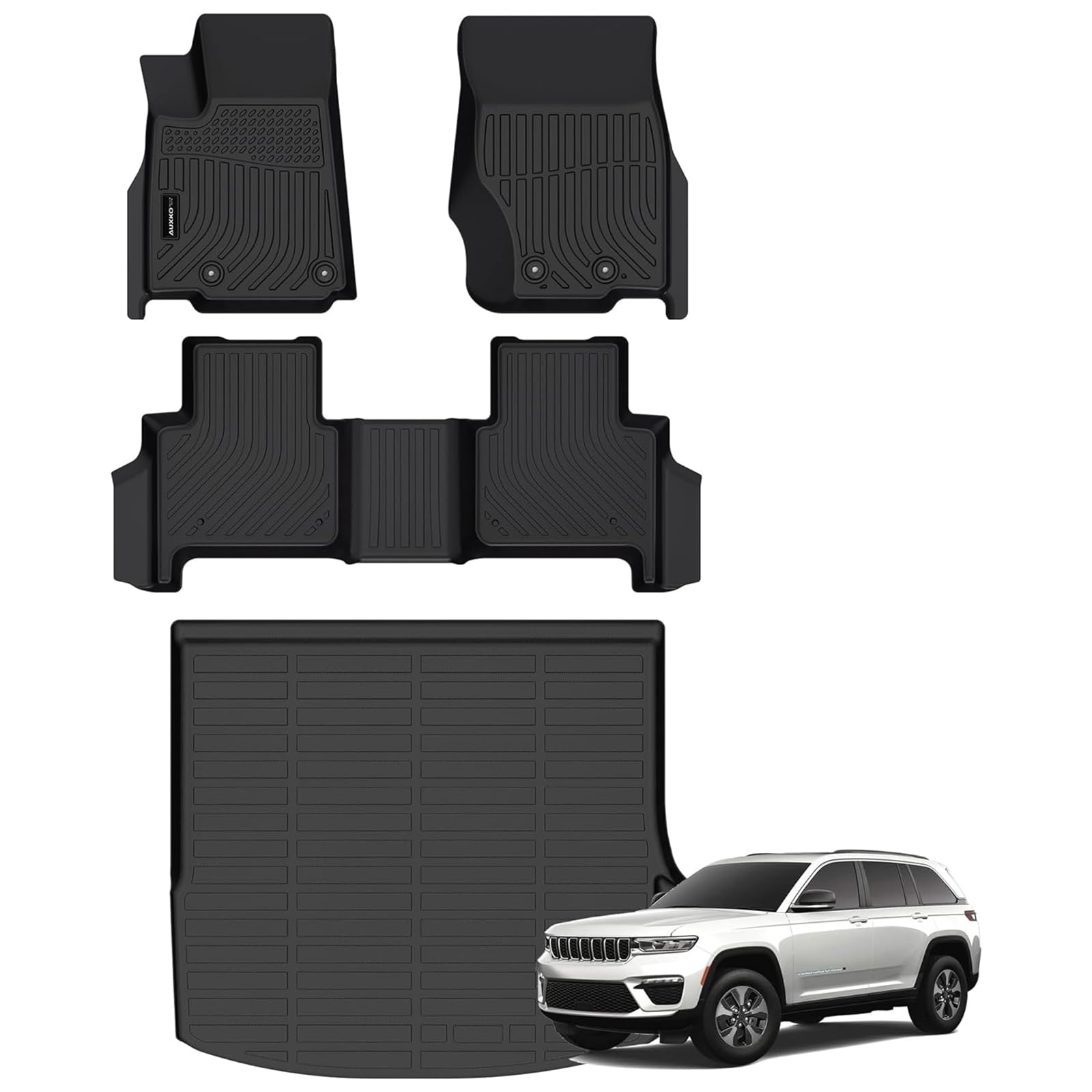 All Weather Floor Mats Cargo Mat Fit for Jeep Grand Cherokee(WL Include 4xe, Not WK2 or WL75) 2022-2025 5 Seat Only TPE Rubber L