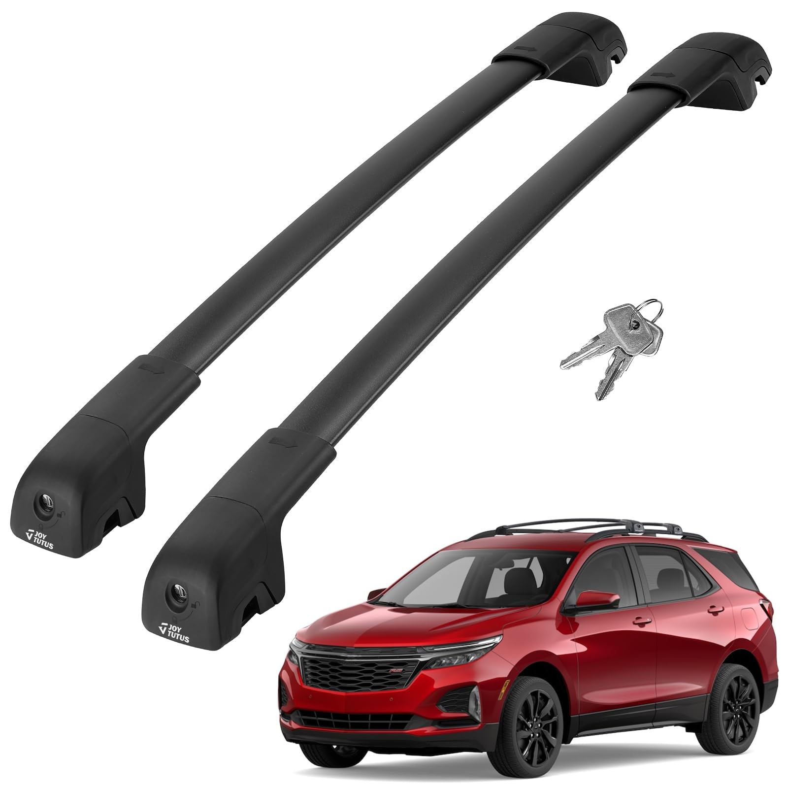 JOYTUTUS Anti-Theft Car Roof Rack Compatible with Chevy Equinox & GMC Terrain 2018-2024 with Side Rails, Aluminum Cross Bar for 