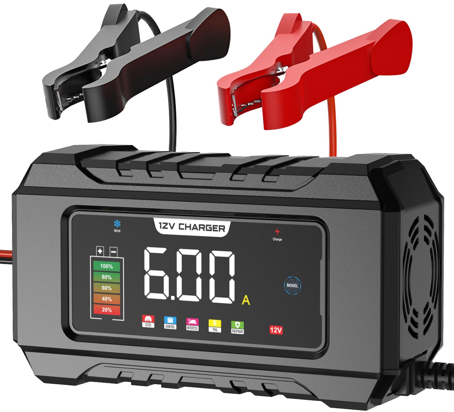 Nexpeak Nc101 Pro 6-Amp Battery Charger, 12V Smart Car Battery Trickle Charger Portable 8-Stage Automotive Battery Charger Maint