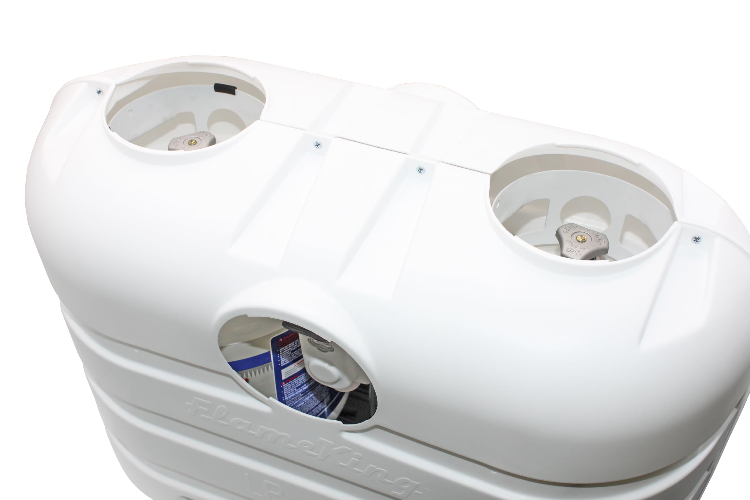 Flame King Dual 20Lb Lp Propane Tank Light Plastic Heavy Duty Cover For Rv, Travel Trailer, Camper - White
