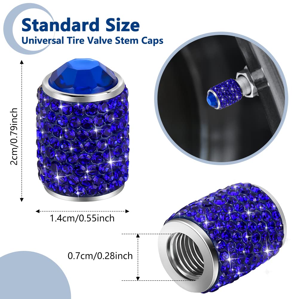 Bling Tire Stem Valve Caps, Crystal Tire Caps Shinny Rhinestone Universal Car Dustproof Tire Valve Caps For Car Suv Motorcycle B