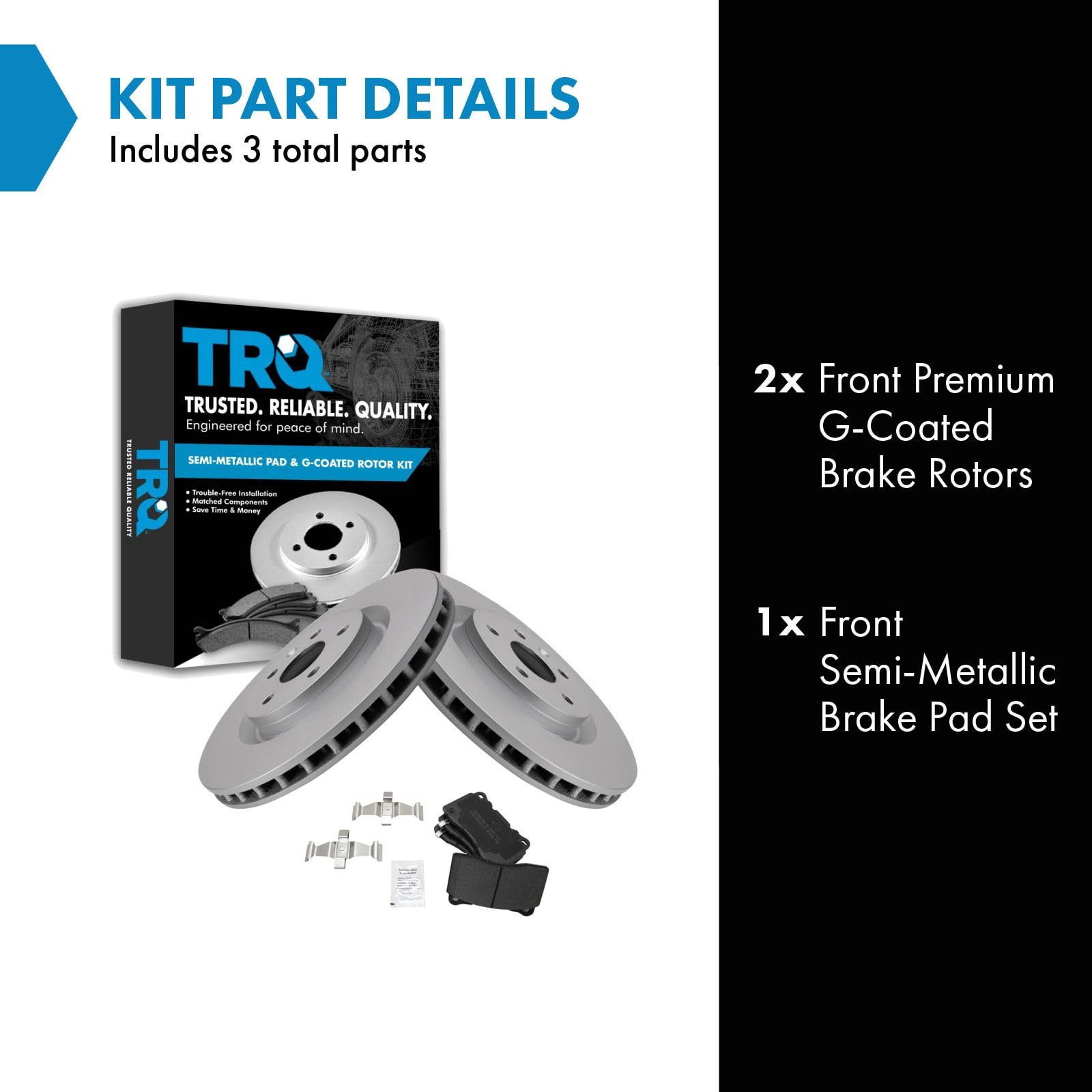 Trq Front Brake Pad & Rotor Kit Brake Pads Brake Rotor Semi-Metallic Premium G-Coated Compatible With 2012-2013 Buick Regal 2009