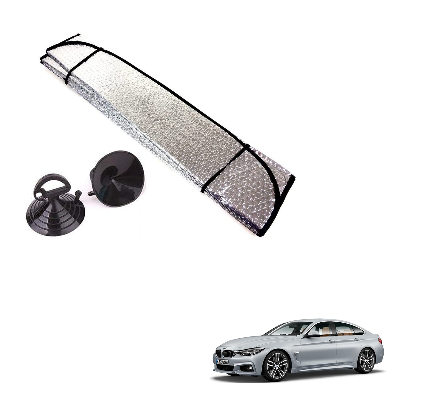 Auto Addict Car Sunshades Aluminium Foil Foldable Windshield (Front Window,Rear Window,1 pc) Sunshade for BMW 4 Series