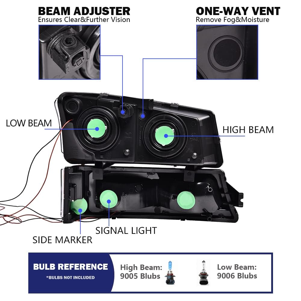 Pit66 Led Headlight Assembly Compatible With Chevy Silverado Avalanche 2003-2006 1500 2500 3500 Hd Model (Fit No Cladding Only)