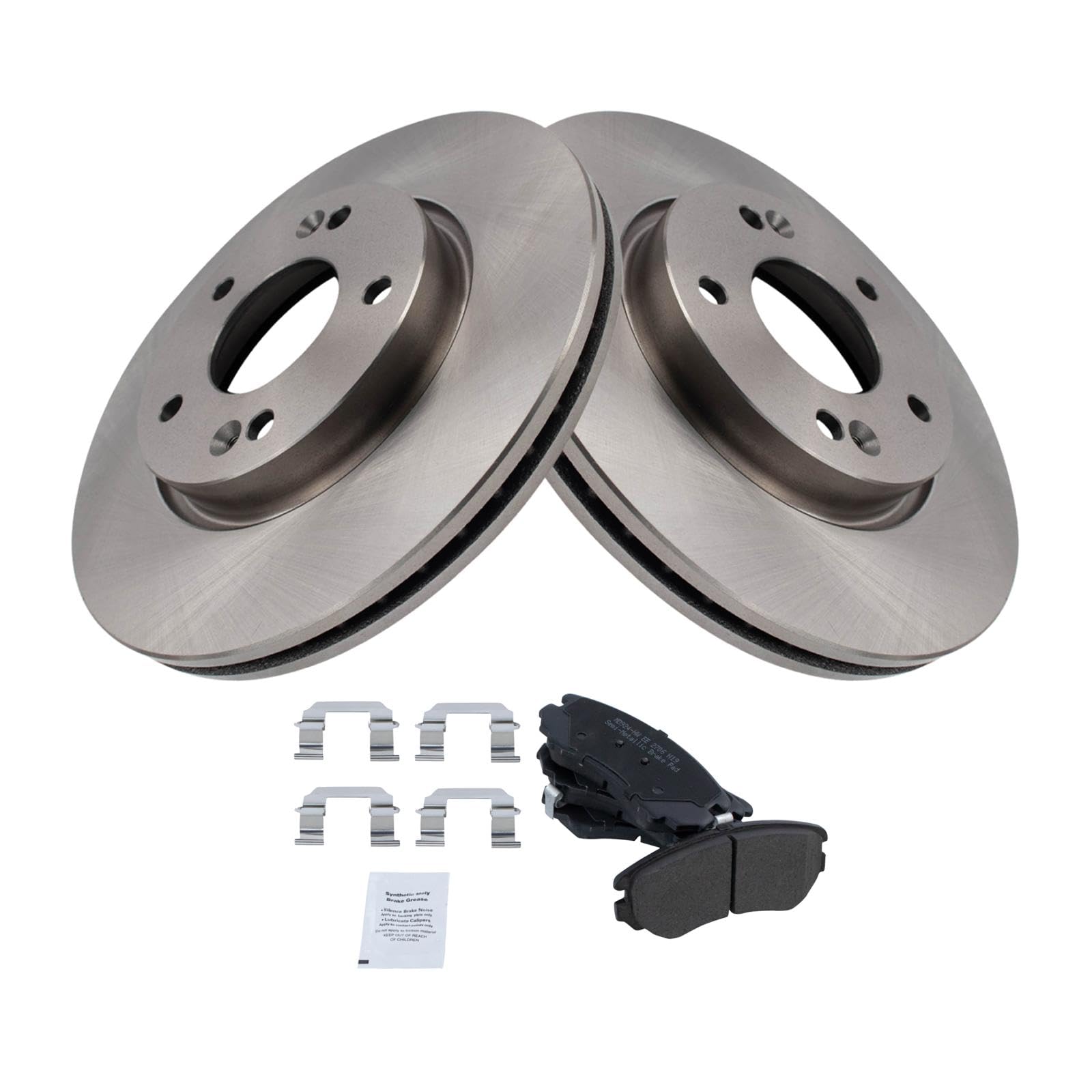 Trq Front Brake Pad & Rotor Kit Semi-Metallic Compatible With 2005-2010 Hyundai Sonata 2006-2010 Kia Optima 2012-2013 Soul