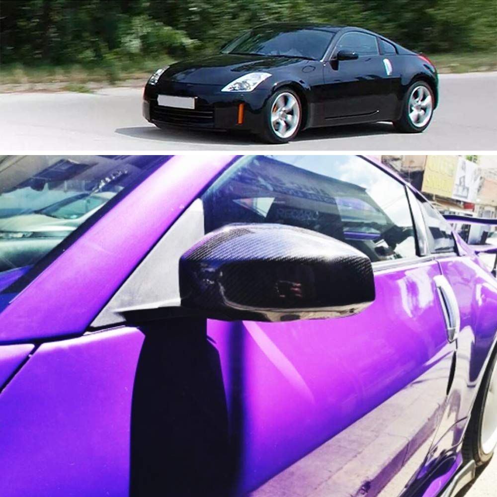 Mcarcar Kit Real Carbon Fiber Mirror Cover Caps Fit For Nissan 350Z Z33 Coupe Convertible 2003-2009 Add-On Cf Door Rearview Mirror Caps Car Exterior Outside Shell