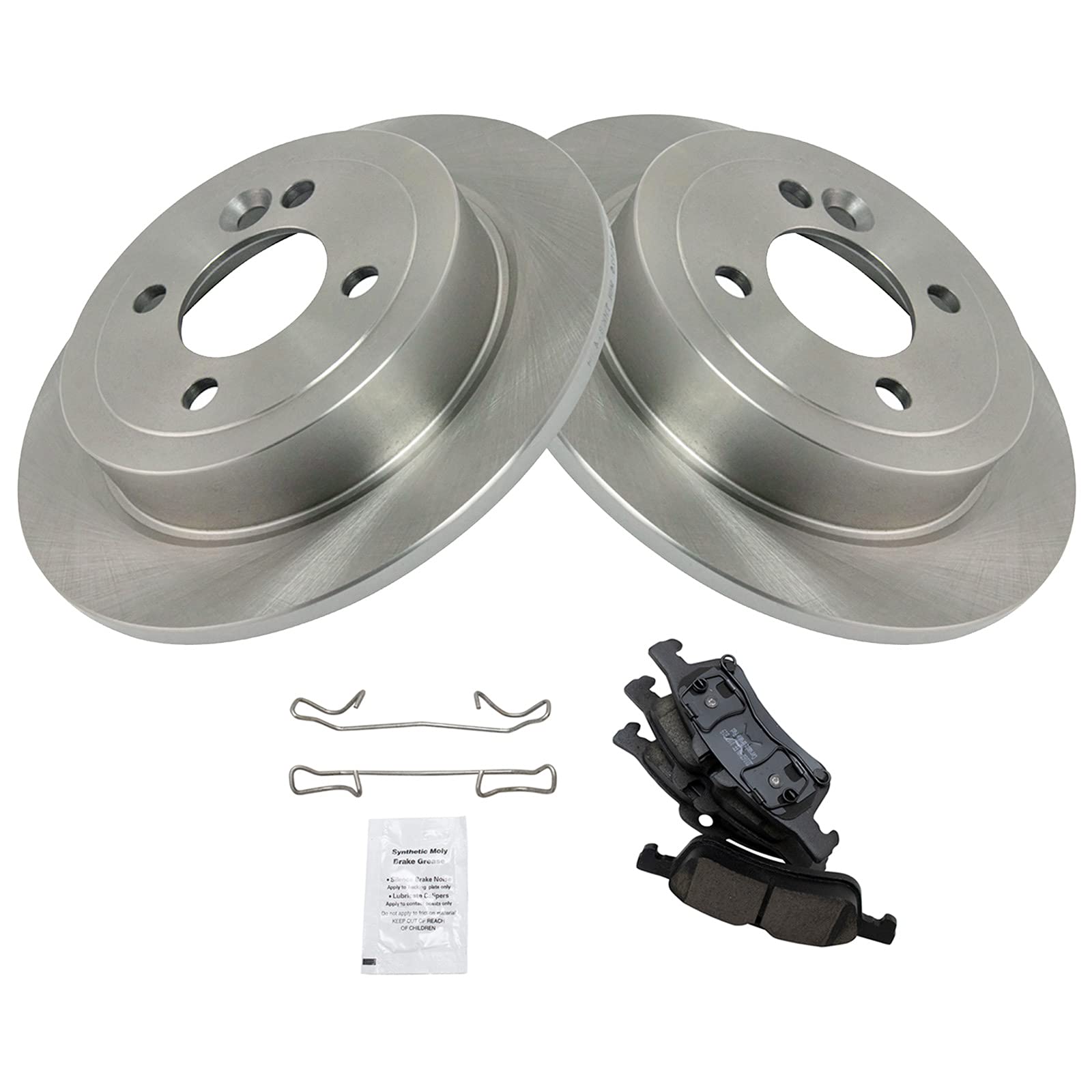 Trq Rear Brake Pad & Rotor Kit Brake Pads Brake Rotor Ceramic Compatible With 2002-2006 Mini Cooper