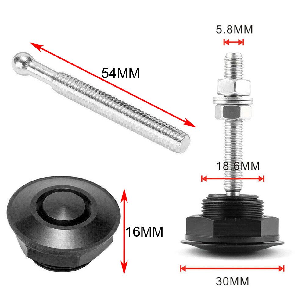 Woopeey 4 Pcs 1.25 Inch Universal Aluminum Vehicle Hood Pins-Quick Release Lock Latch Bumper License Plate Lock Clip Push Button