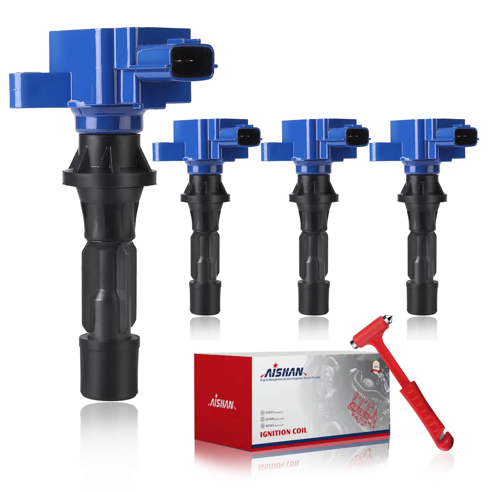 Aishan Set Of 4 Ignition Coil Pack Compatible With Mazda 3 2006-2013, For Mazda 6 2006-2013, Cx-7 2007-2012, Mx-5 Miata 2006-201