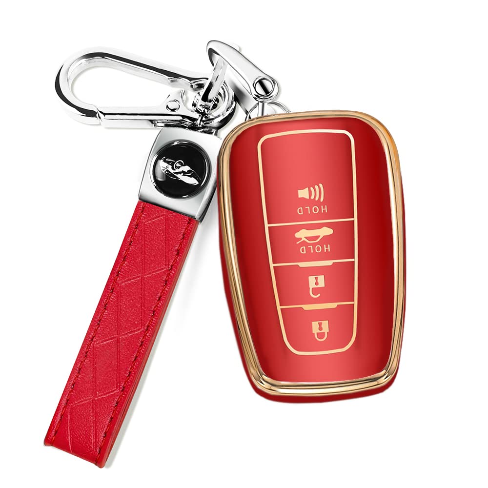 Qbuc For Toyota Key Fob Cover With Keychain Suitable For Highlander Rav4 Camry Avalon C-Hr Corolla Gt86 Premium Tpu Key Fob Case