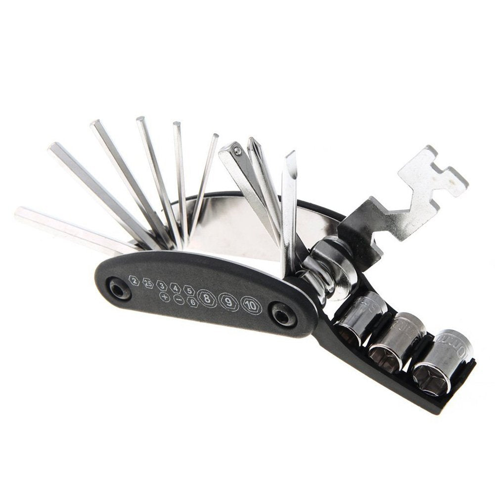 Nuoxinus Motorcycle Bike Mechanic Repair Tool Kit With 16 In 1 Multi-Function Allen Key Multi Hex Wrench Screwdriver For Home Outdoor Travel Camping Sport Bicycle Cycling