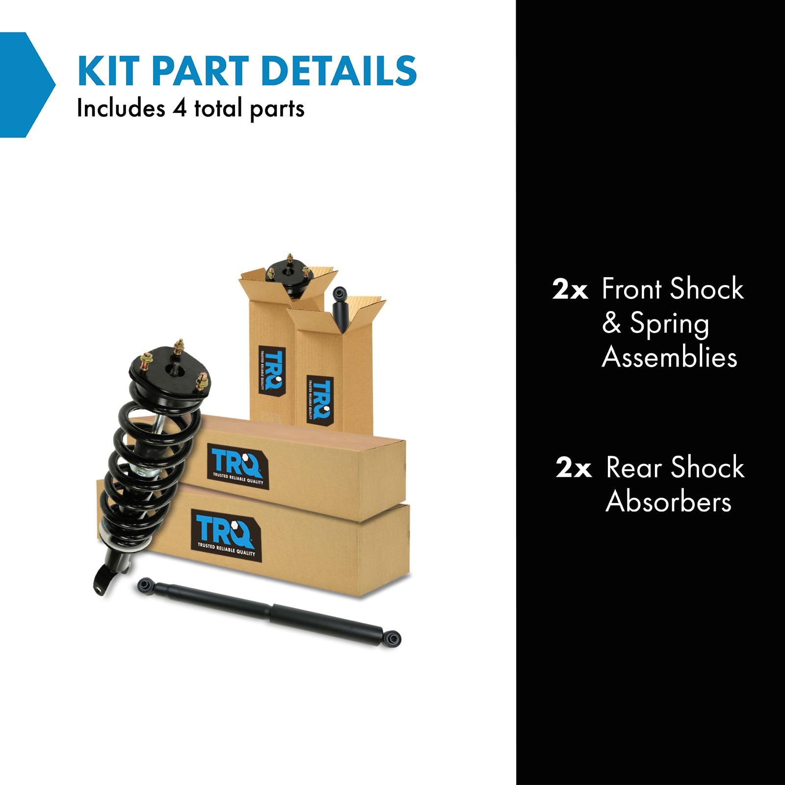 Trq Front And Rear Complete Strut Assembly & Shock Absorber Kit Complete Strut & Coil Spring Assembly Compatible With 2009-2010