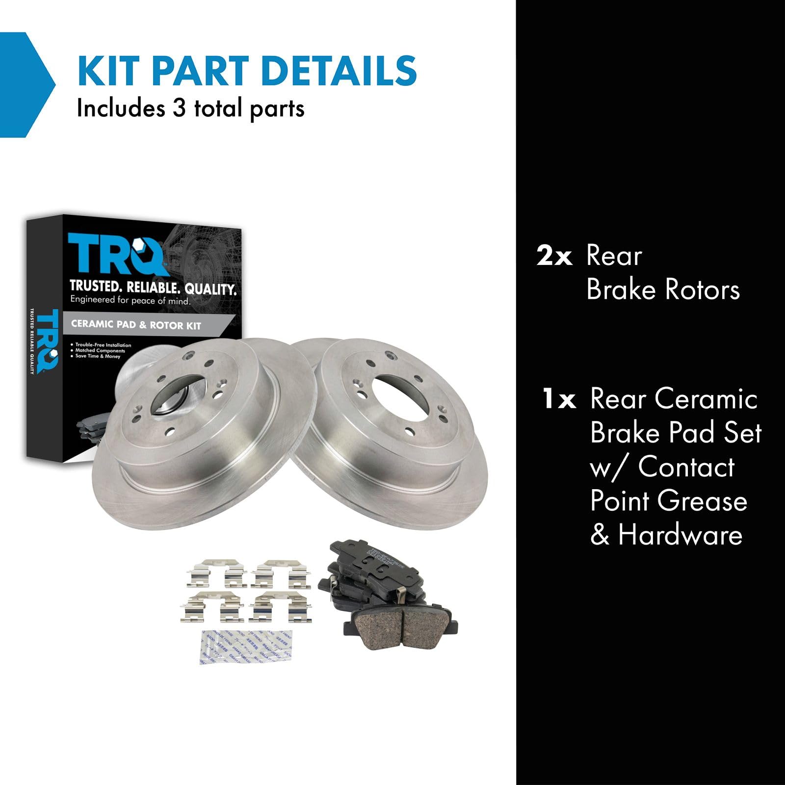 TRQ Rear Brake Pad & Rotor Kit Brake Pads Brake Rotor Ceramic Compatible with 2016-2021 Hyundai Tucson 2017-2021 Kia Sportage