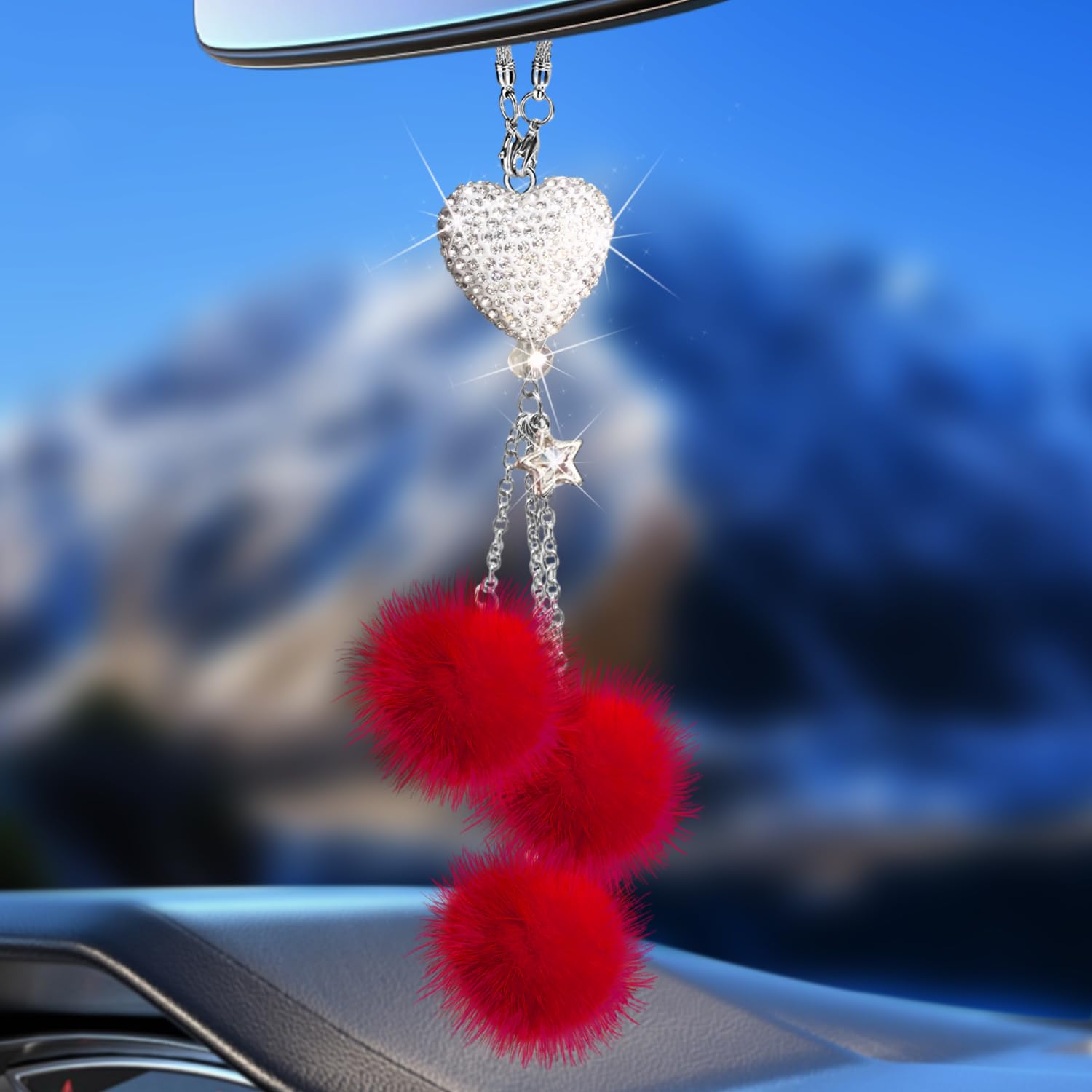 Bling Car Accessories Interior For Women - Girly Crystal Car Rearview Mirror Decor, Cute Rinestones Diamond Para Carro De Mujer,