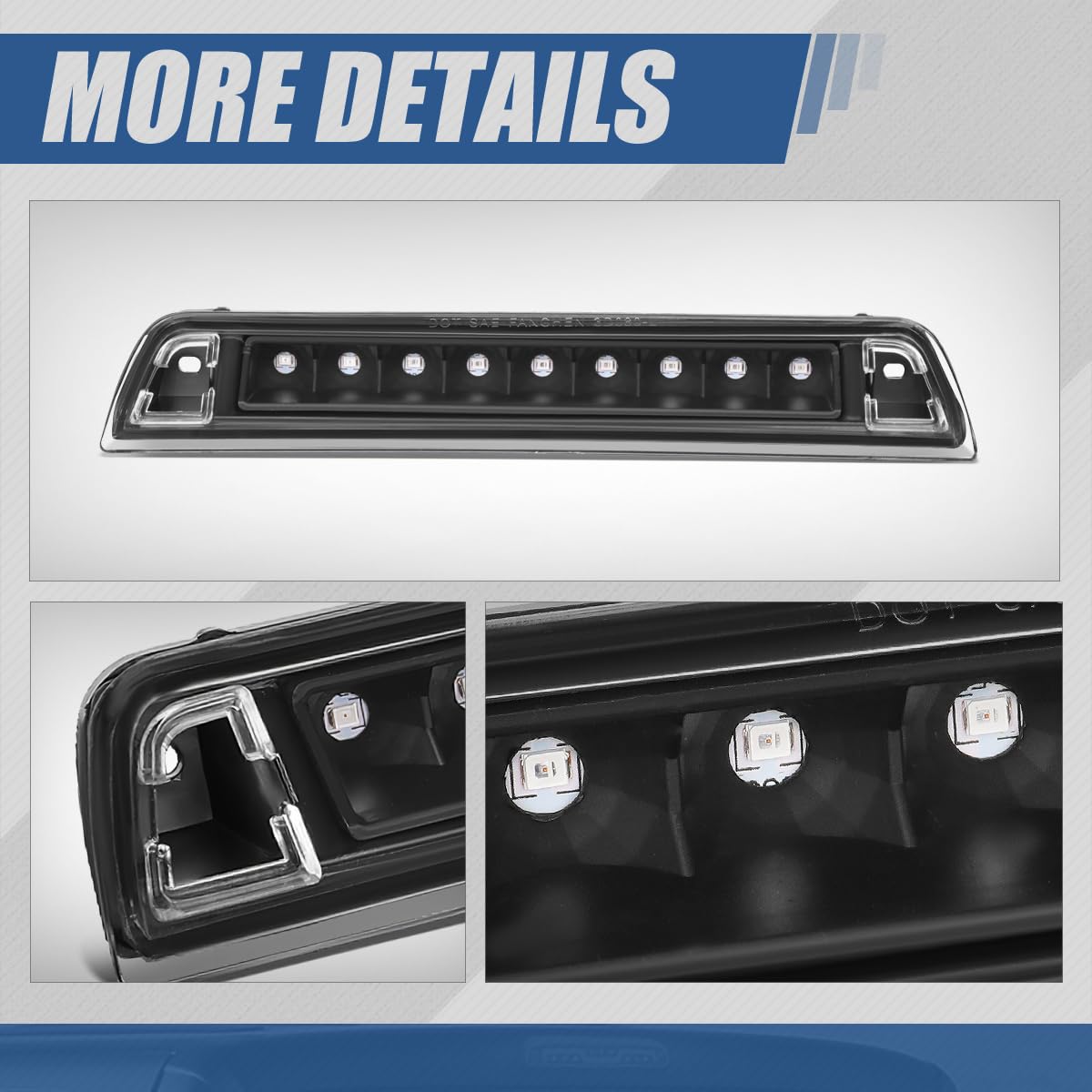 Auto Dynasty Full Led Black Housing Third Rear High Mount Brake Stop Light Lamp Bar Compatible With Honda Ridgeline 06-14