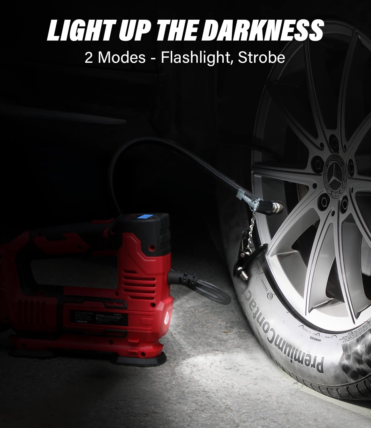 Avid Power Tire Inflator Portable Air Compressor, 20V Cordless Car Tire Pump W/Rechargeable Li-Ion Battery, 12V Car Power Adapte