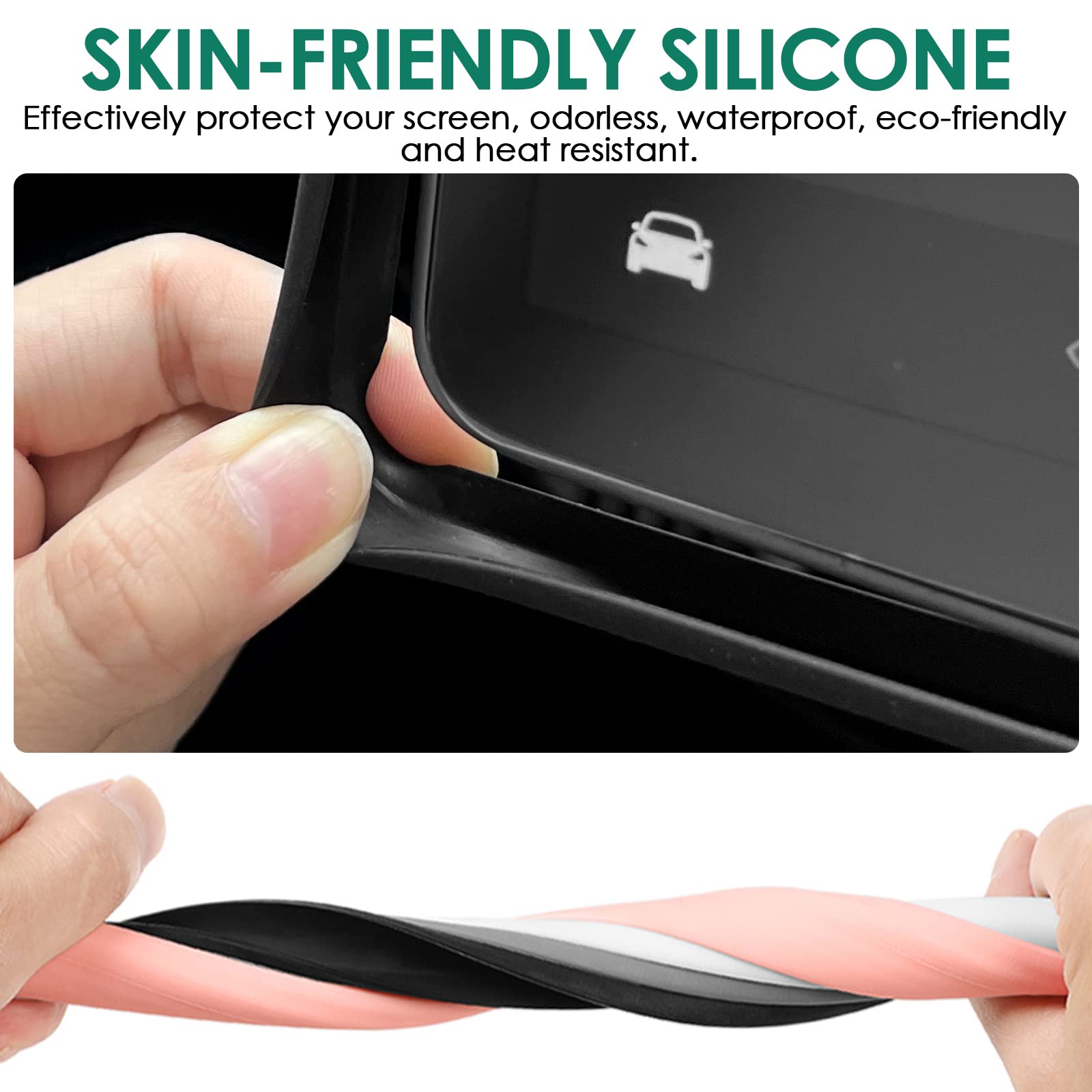 ONKENTET Screen Protector Frame Compatible with Tesla Model 3 Model Y 2024 2023 2022 2021 2020 2019 Screen Edge Protector Cover