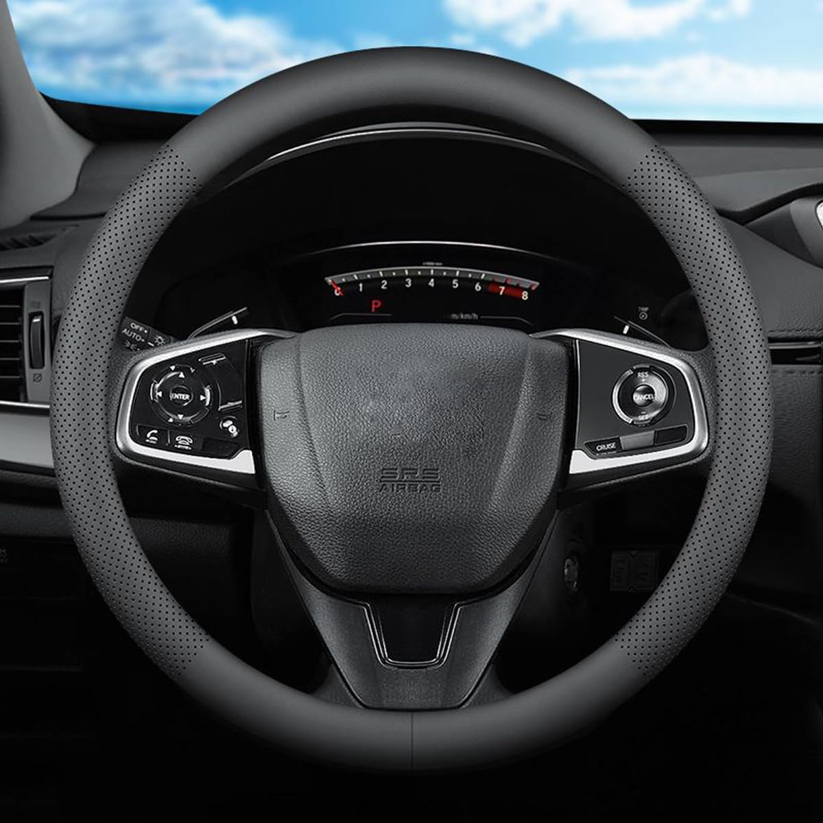 Xhring Car Steering Wheel Cover For Honda Civic Accord Crv Hrv Pilot Passport Odyssey Insight Fit Ridgeline Clarity Lx Ex Exl Si