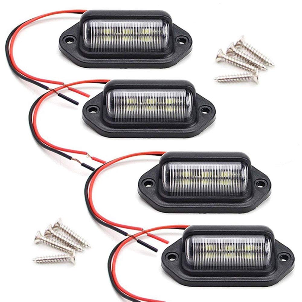 Jedew 4 Pack License Plate Light, 12V 6-Smd Led License Plate Lamp Taillight For Truck Suv Trailer Van, Step Courtesy Lights, Do