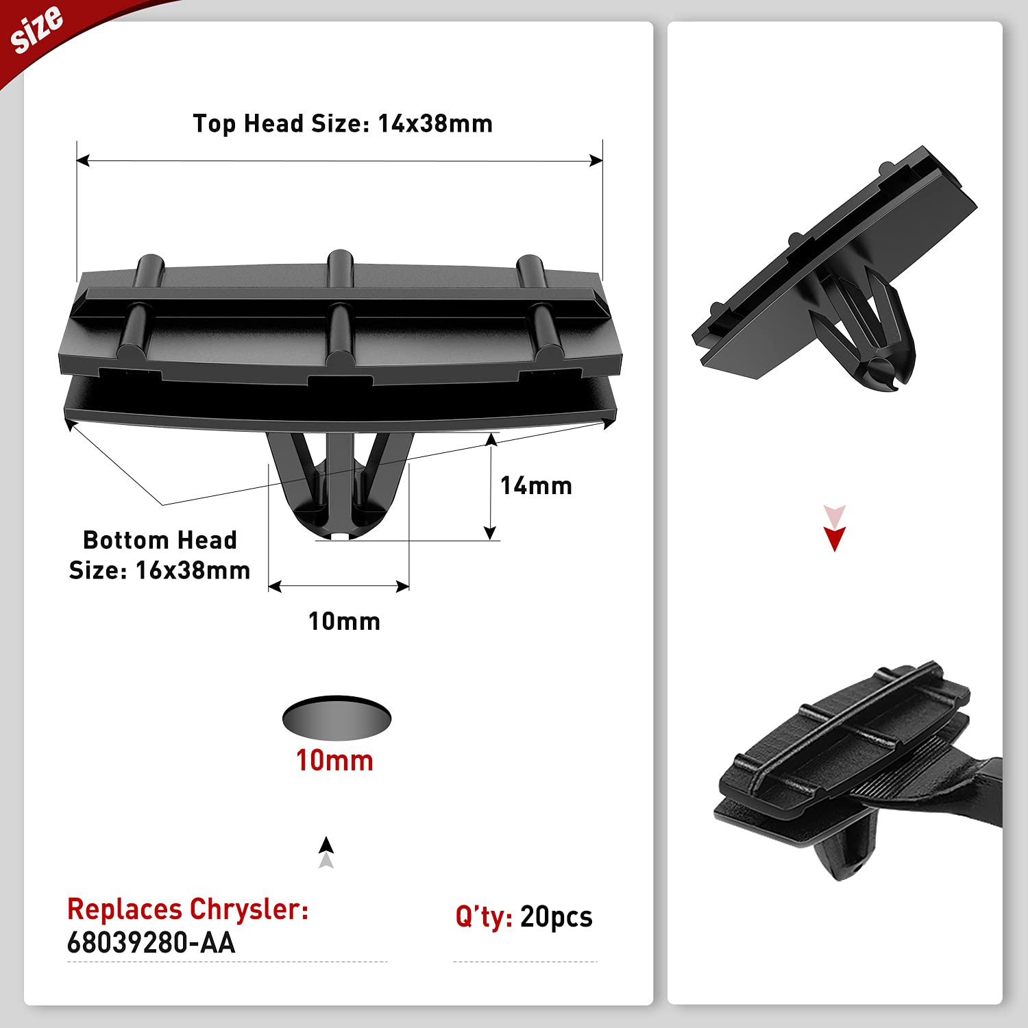 Nilight 60Pcs Blind Rivet Fender Flare Rocker Moulding Clip Bumper Shield Retainer Clip Assortment 6506007Aa 68039280-Aa 6030441