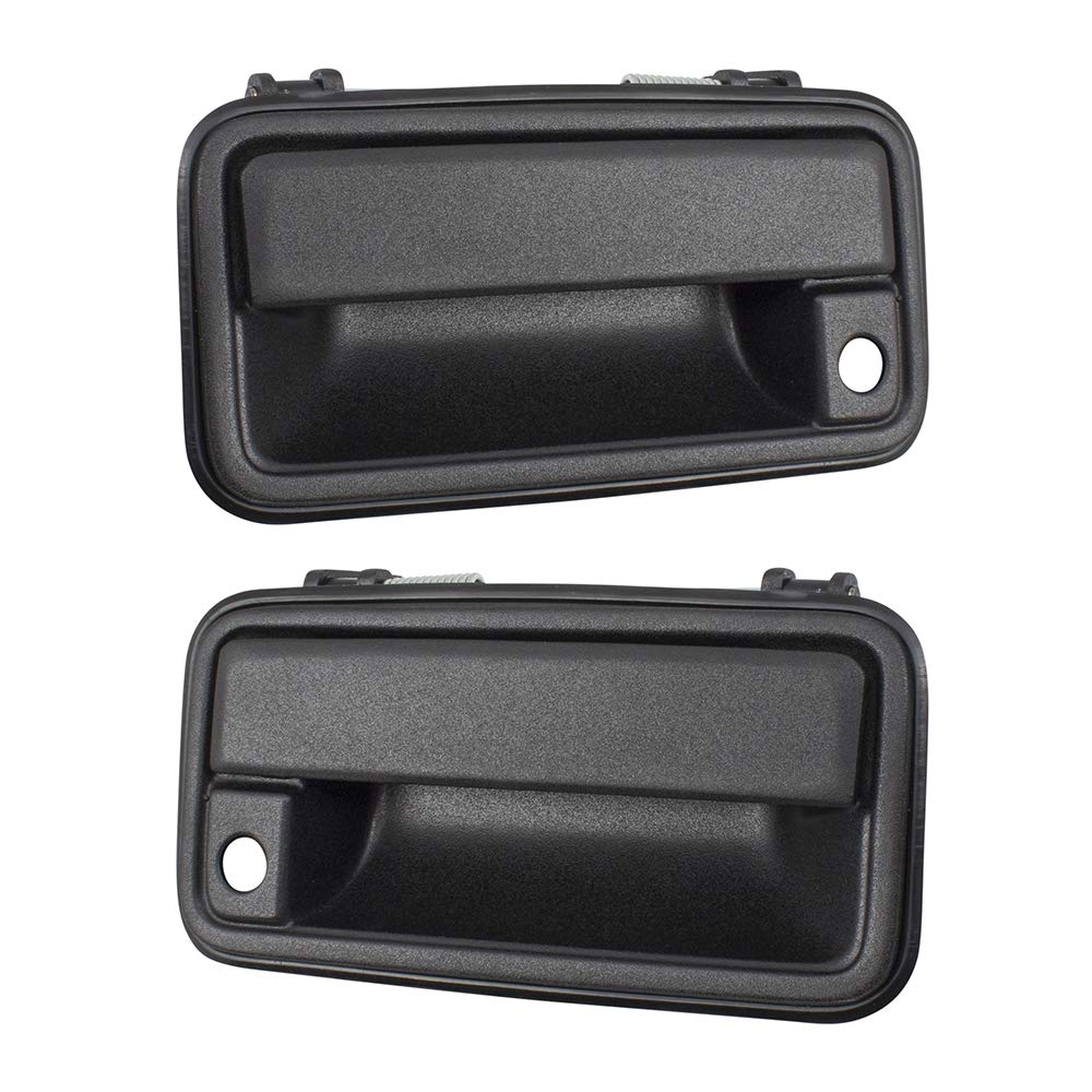 AutoandArt Brock Replacement Driver & Passenger Side Front Outside Textured Black Metal Door Handle & Base compatible with 1995-2000 GM Pickup Truck