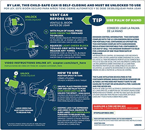 Scepter Fr1K501 Smartcontrol Kerosene Can, 5 Gallon, Blue, 11.5 X 9.9 X 16.75