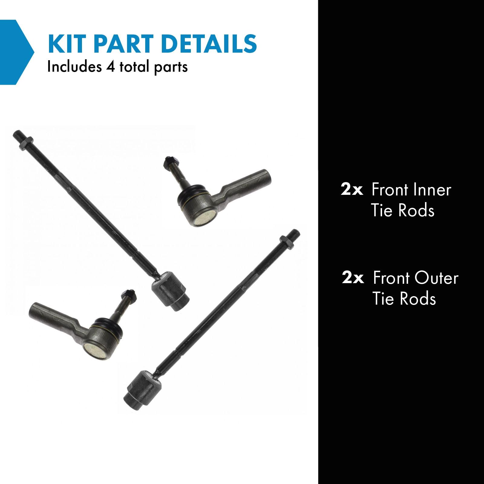 Trq Front Tie Rod Set Compatible With 1998-2001 Chevrolet Lumina 1998-1999 Monte Carlo